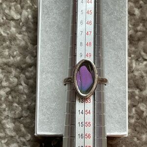 Real Butterfly Wing Purple Ring